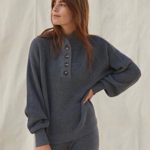 Lunya Henley, Slate Grey, size Medium